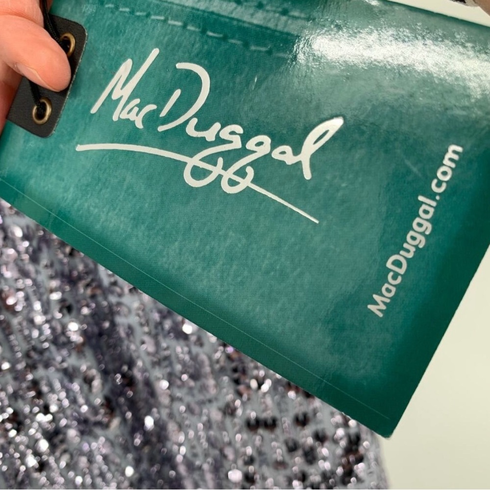 Mac Duggal Silver Sleeveless Midi Dress - Picture 3 of 10